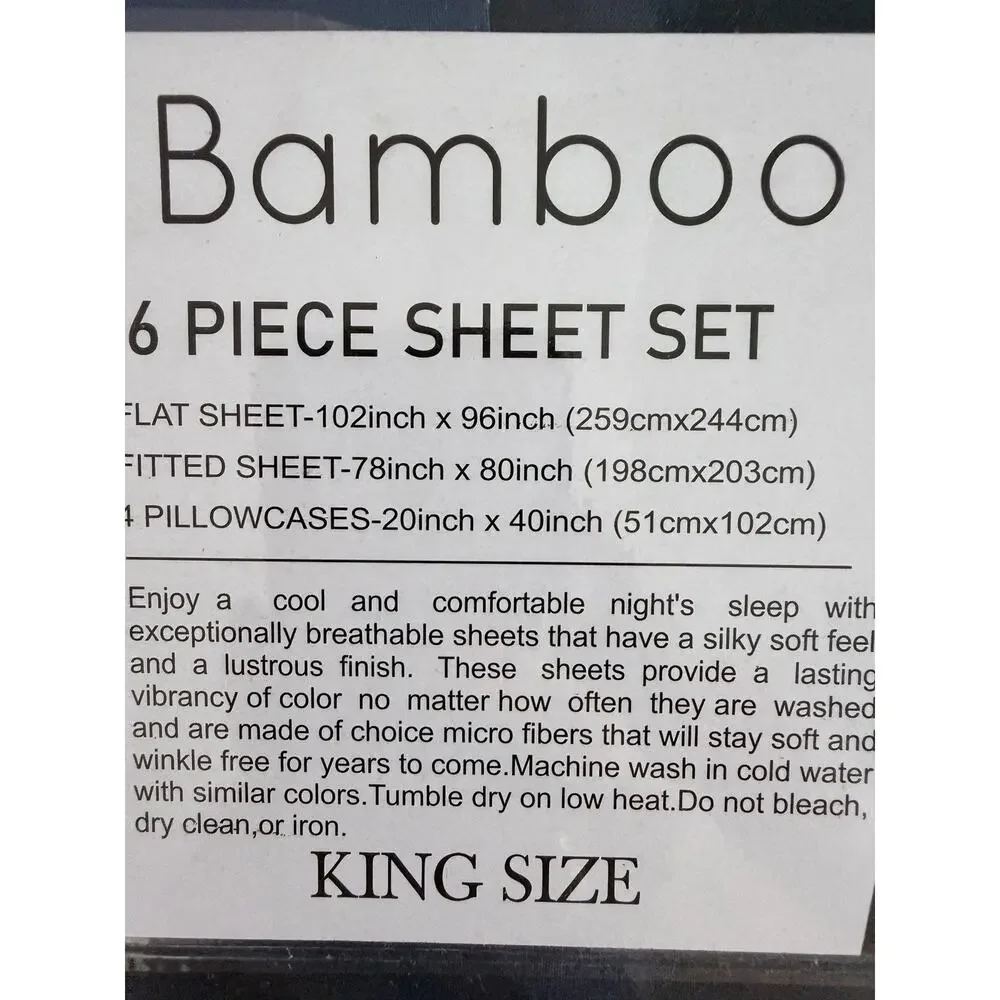 Organic Earth Bella Home Six Piece King Sheet Set Dark Blue